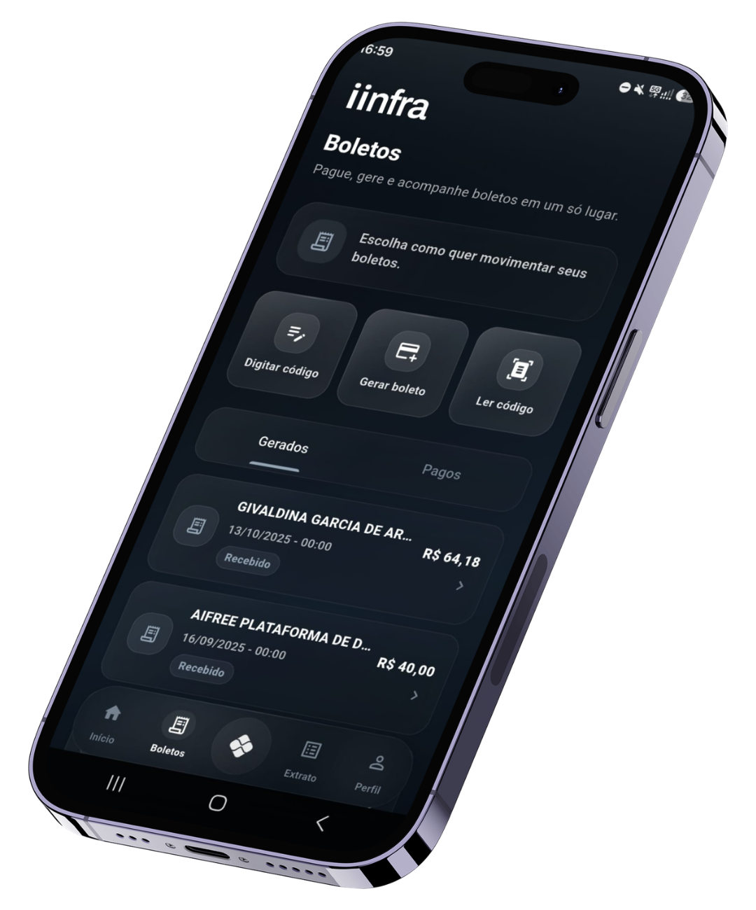 Dashboard IINFRA — gestão financeira